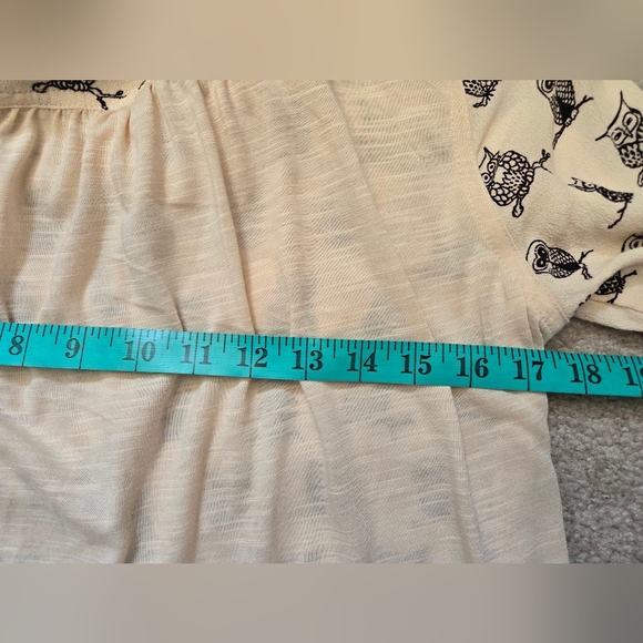 PORRIDGE ANTHROPOLOGIE Cream Owl Print Button-Up Shirt. Size Small - Picture 11 of 13